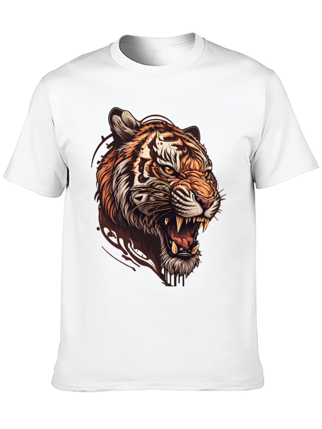 Tiger Graphic Print Mens Black T-Shirt