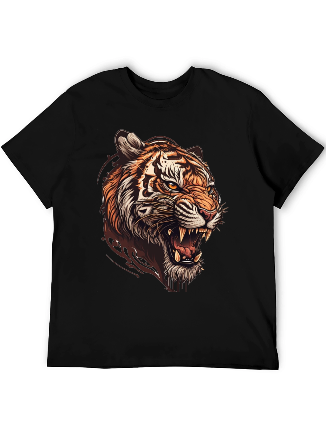 Tiger Graphic Print Mens Black T-Shirt