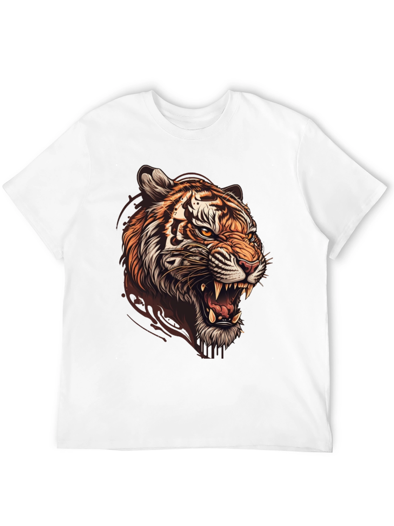 Tiger Graphic Print Mens Black T-Shirt