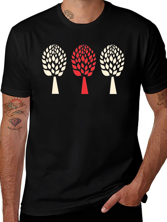 Trendy Three Tree Graphic Black T-Shirt