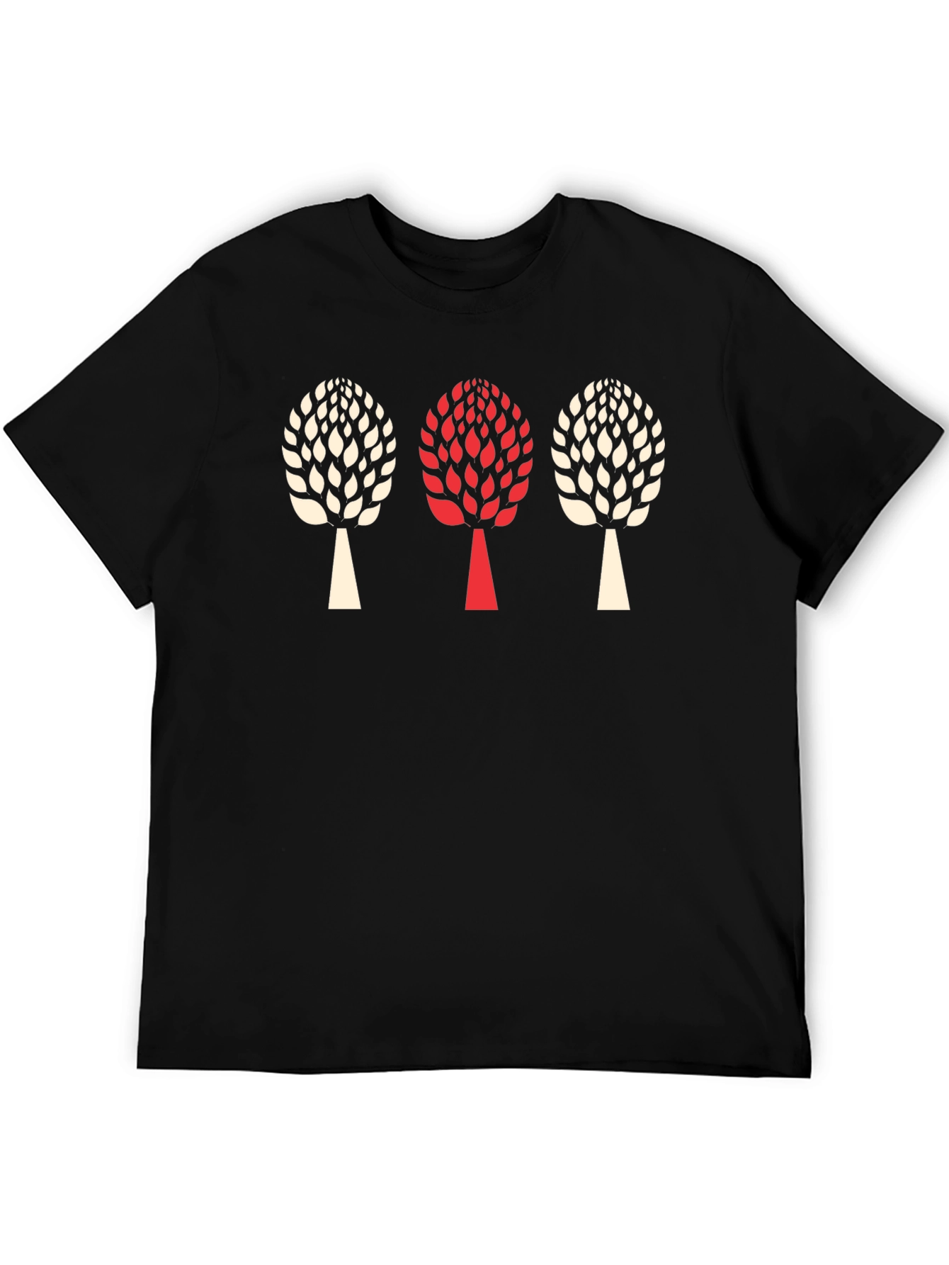 Trendy Three Tree Graphic Black T-Shirt