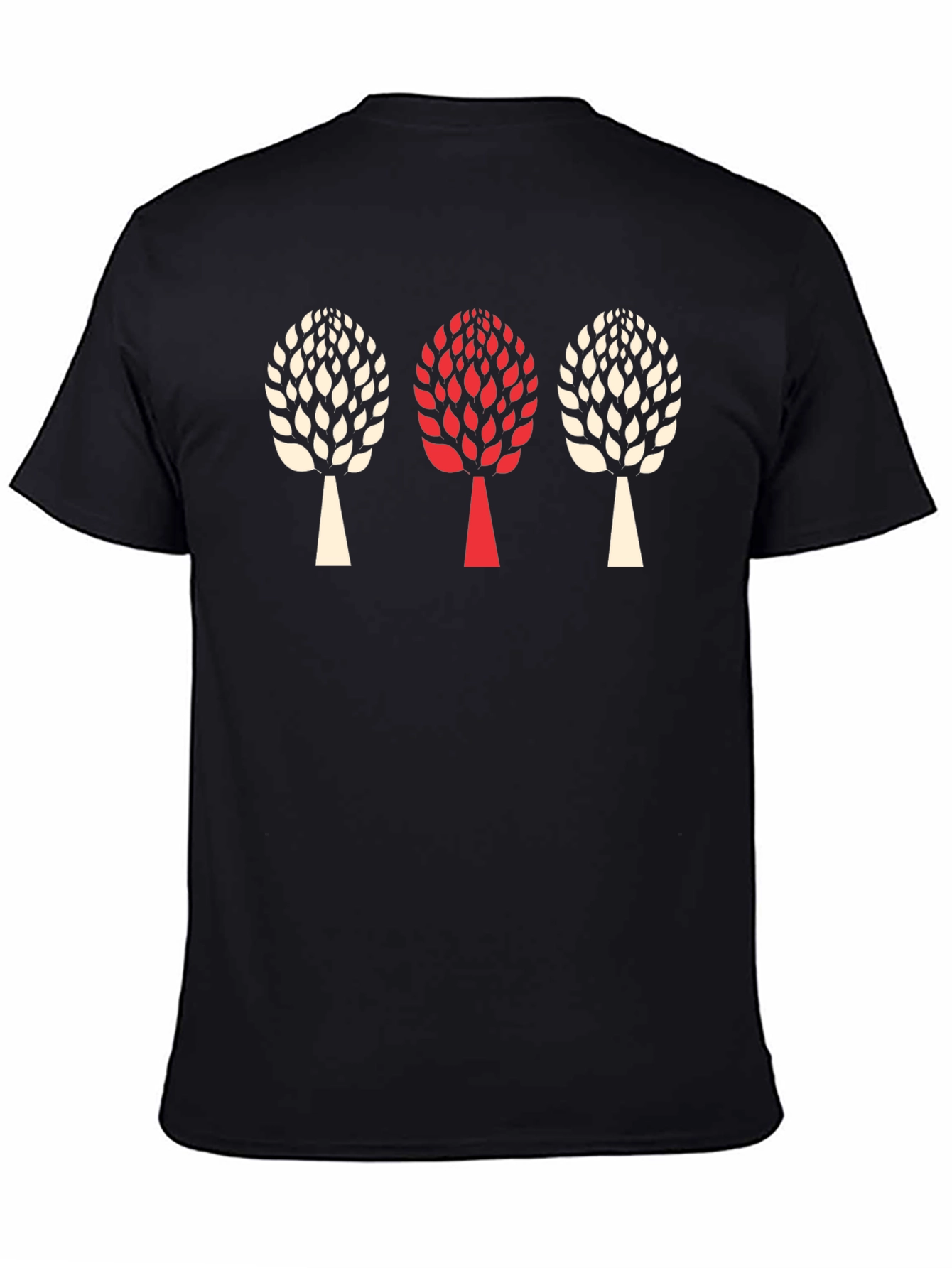 Trendy Three Tree Graphic Black T-Shirt