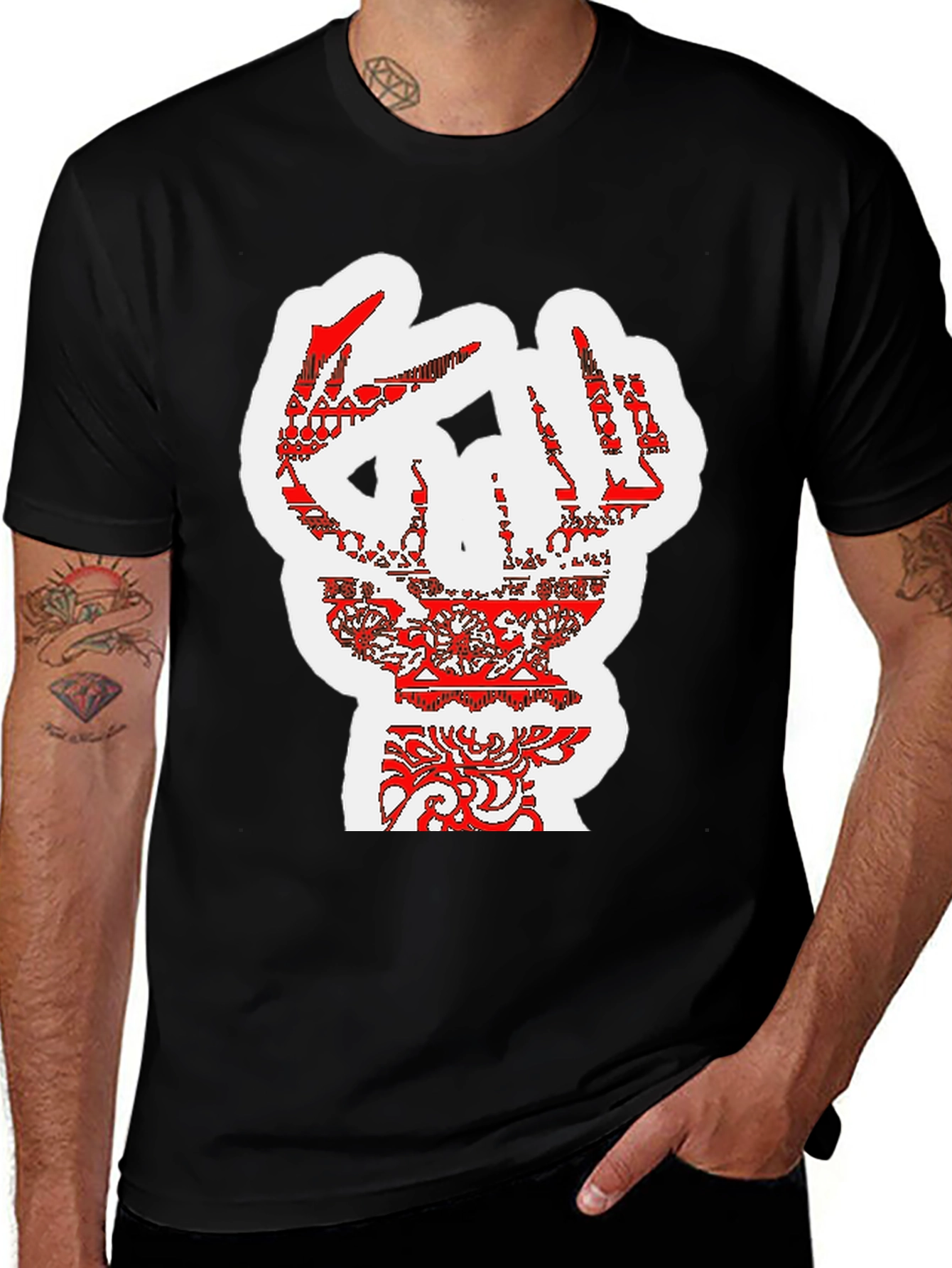 Bold Graphic Tee - Artistic Hand Design