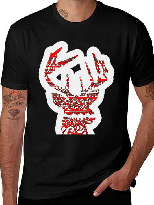 Bold Graphic Tee - Artistic Hand Design