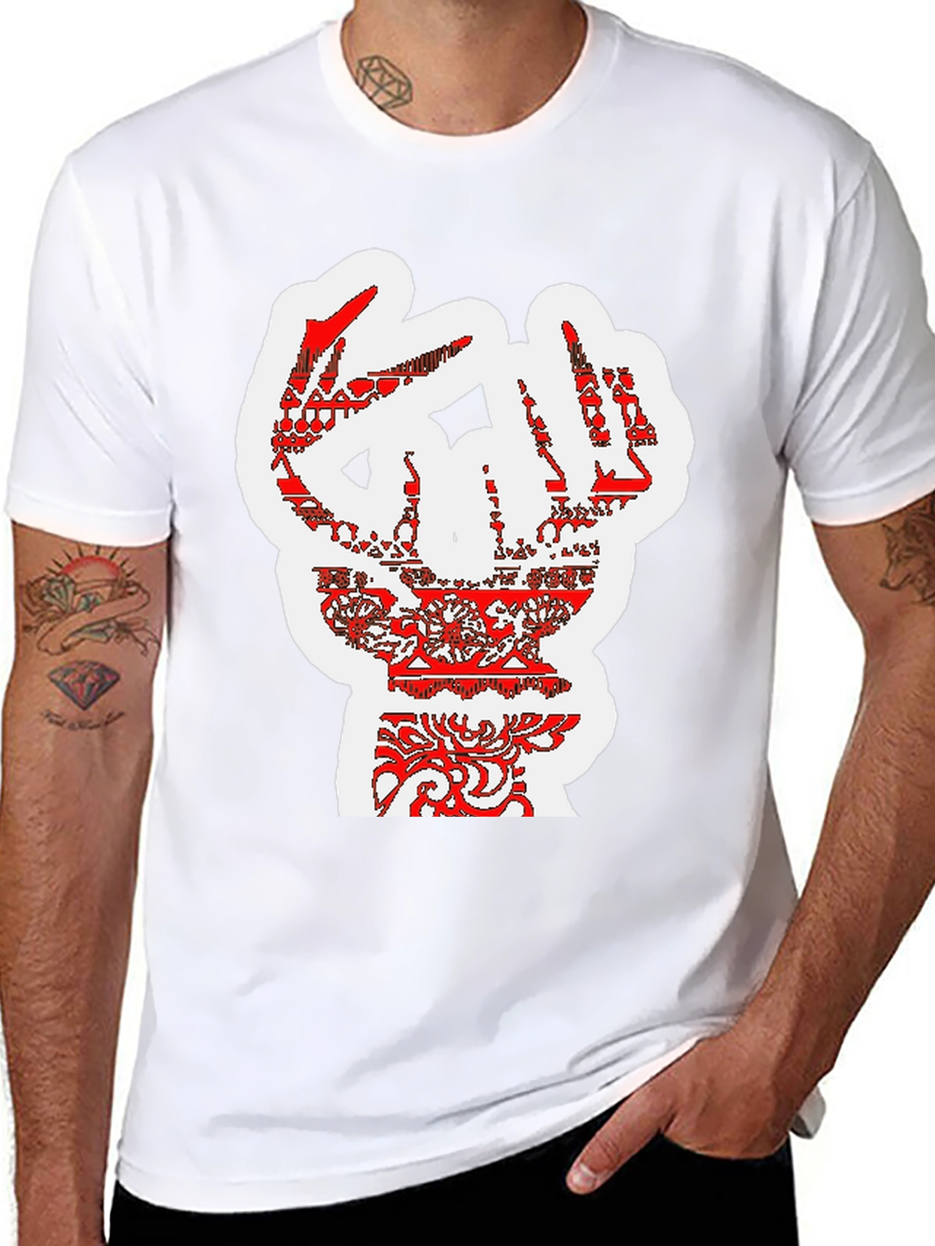 Bold Graphic Tee - Artistic Hand Design