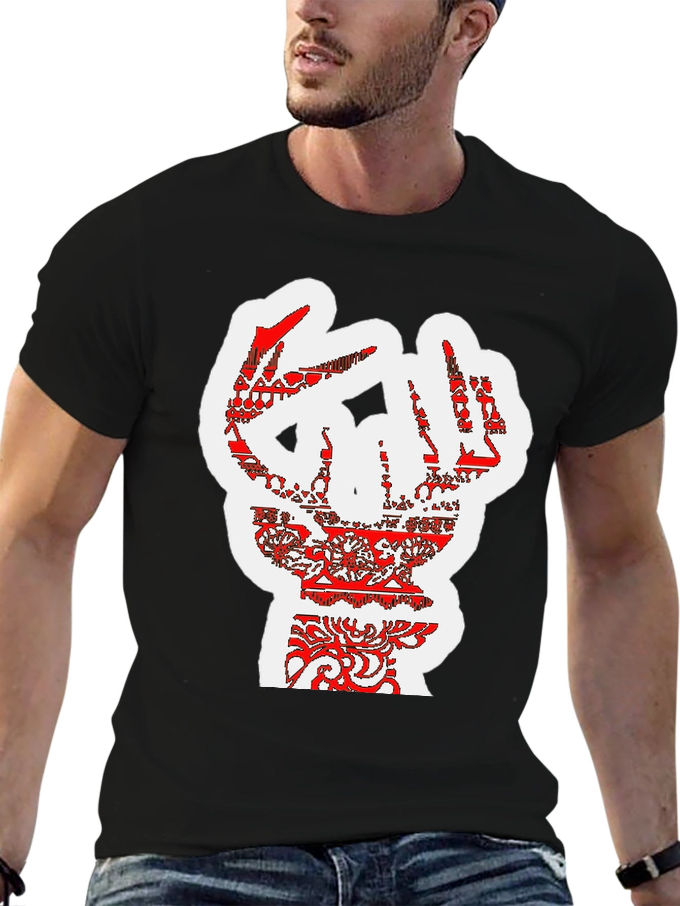 Bold Graphic Tee - Artistic Hand Design