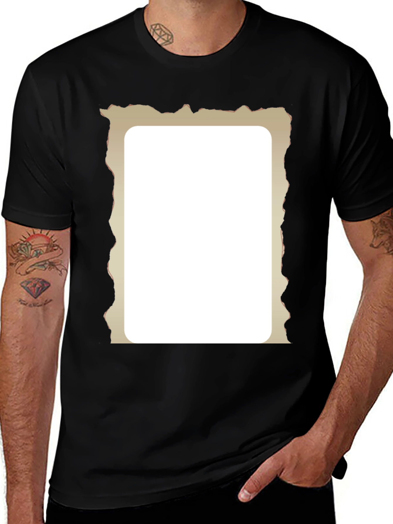 Distressed Frame Black T-Shirt