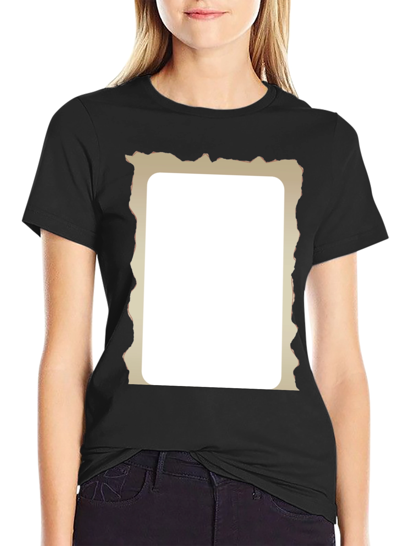 Distressed Frame Black T-Shirt