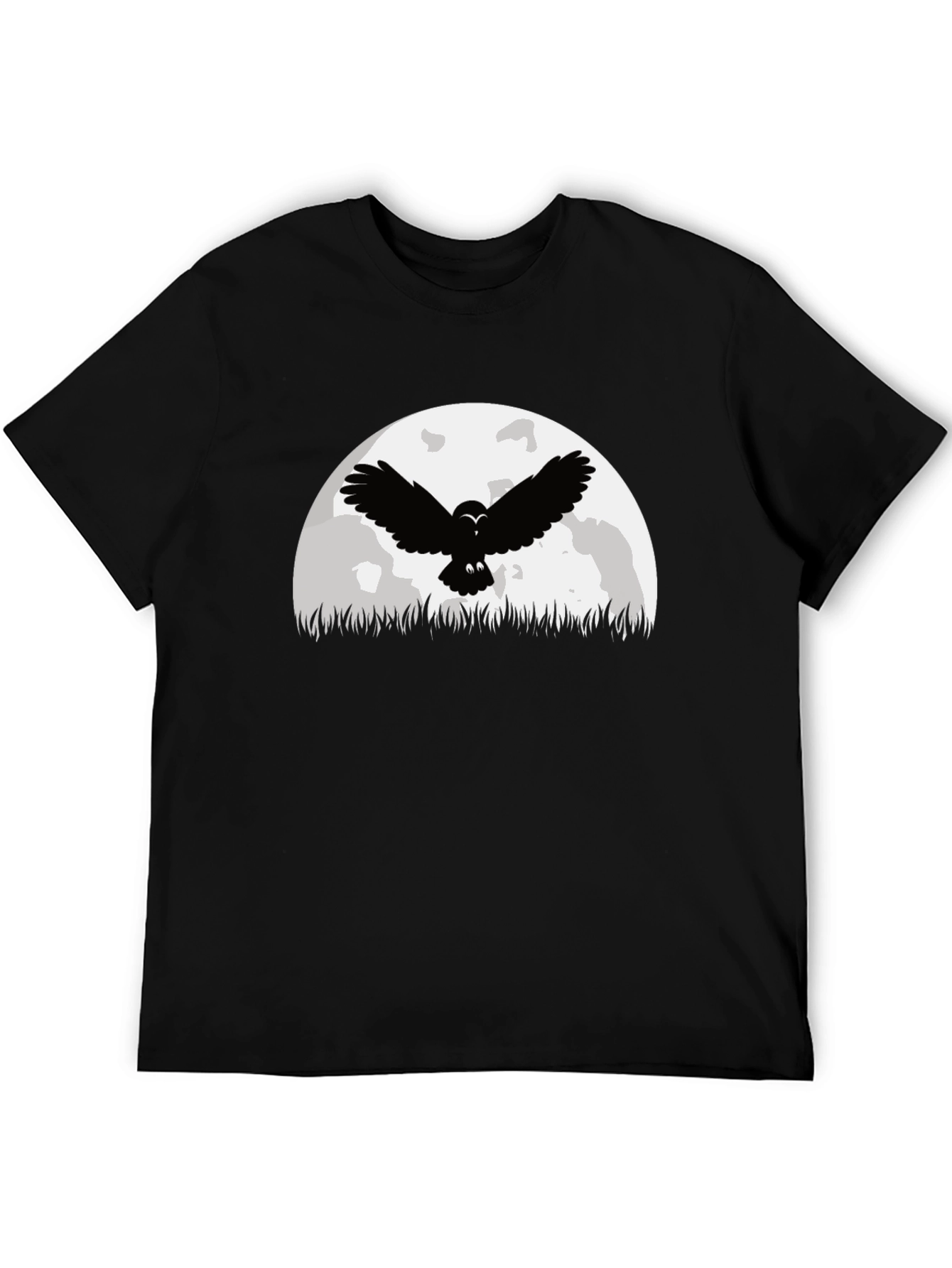 Owl Moon Graphic Tee - Black Cotton T-Shirt