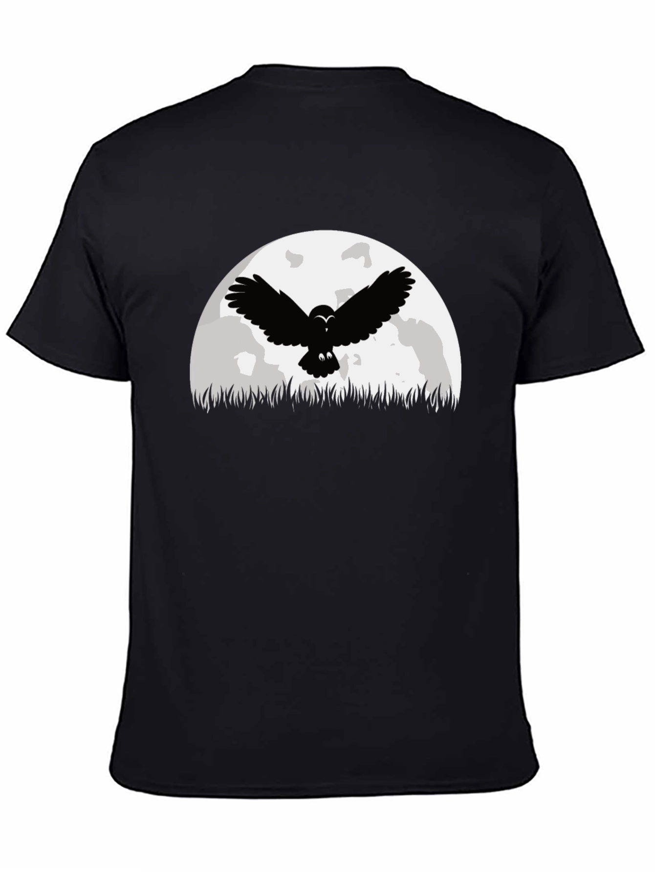 Owl Moon Graphic Tee - Black Cotton T-Shirt
