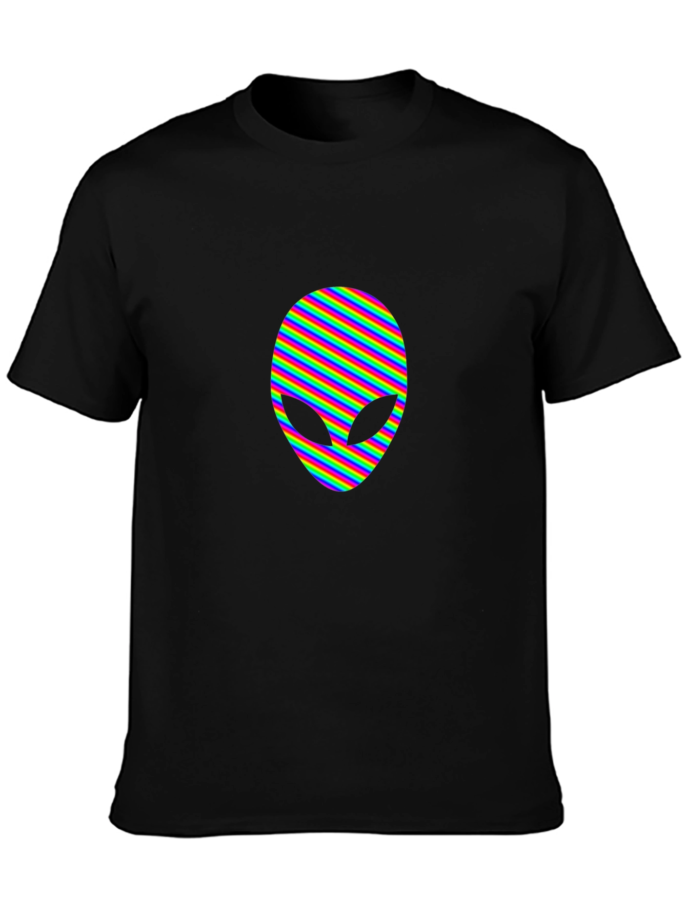 Rainbow Alien Head Graphic Tee - Black