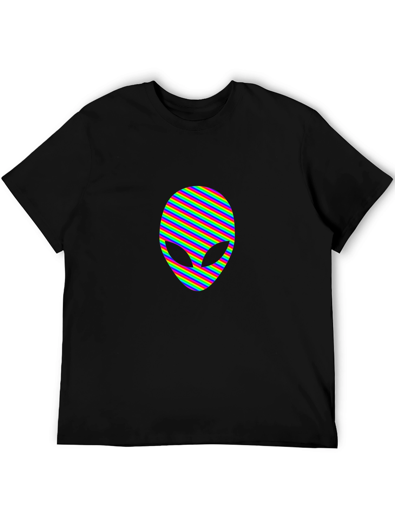 Rainbow Alien Head Graphic Tee - Black
