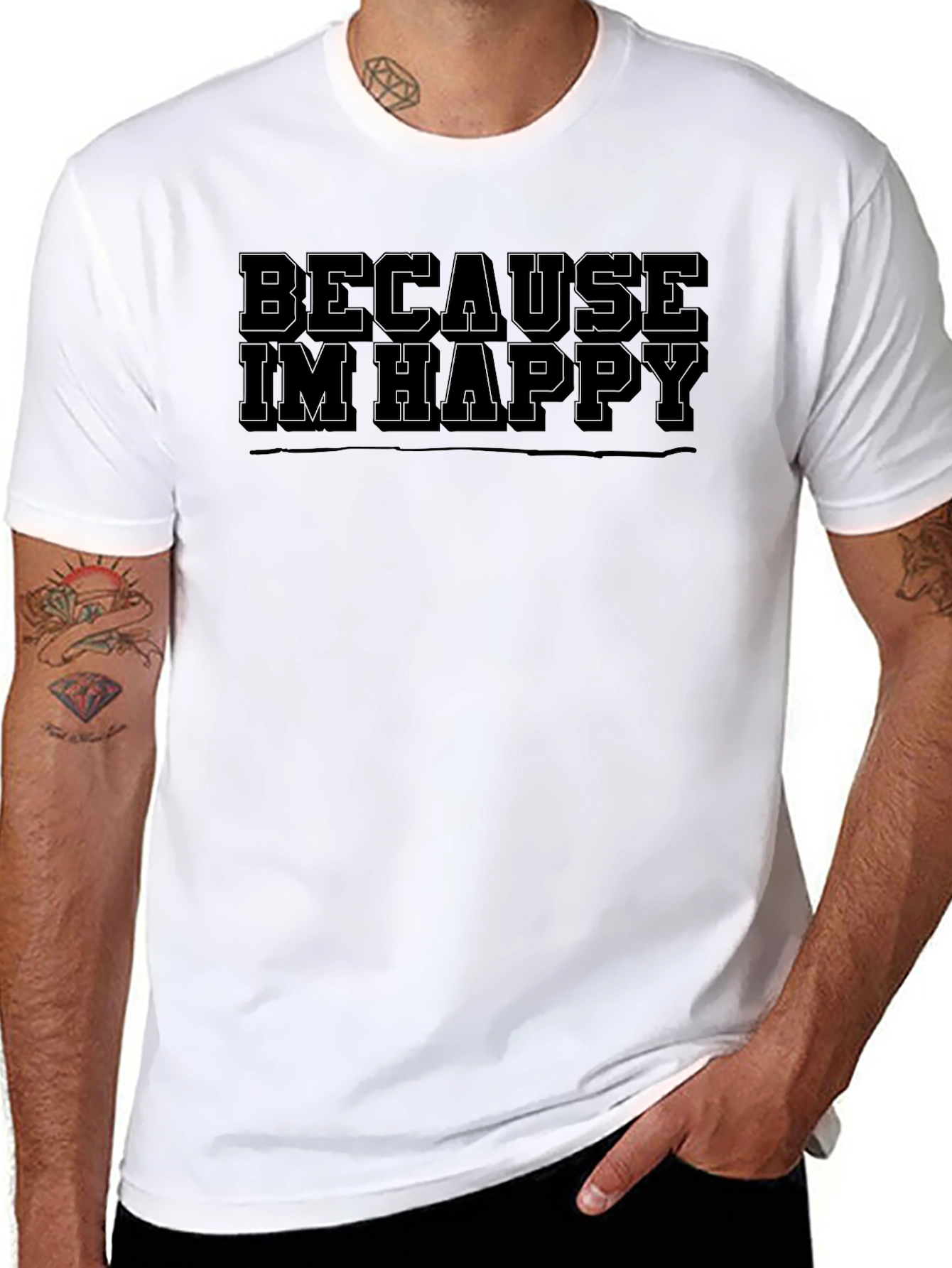Because Im Happy Mens Black T-Shirt