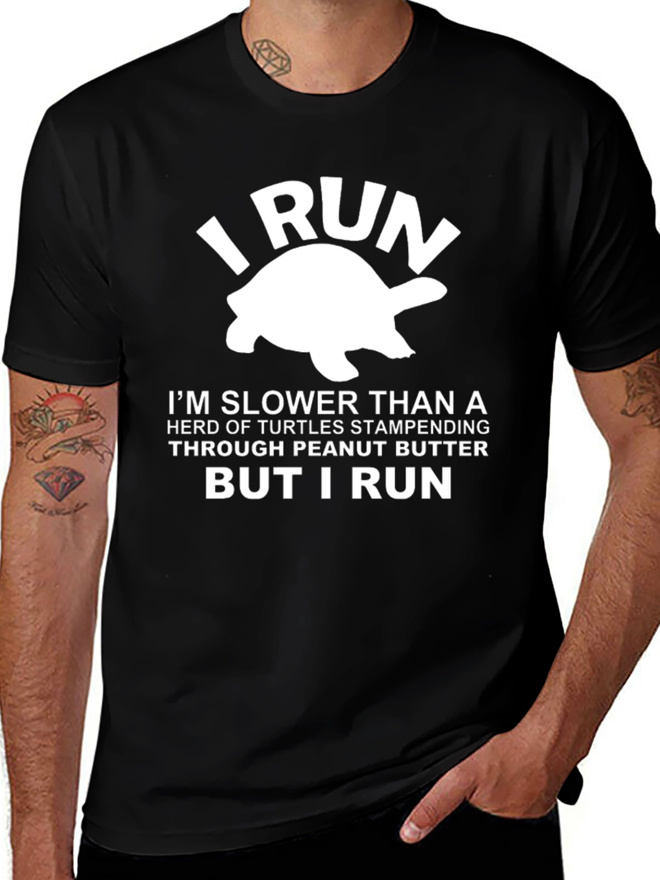 Funny I Run Turtle Graphic T-Shirt