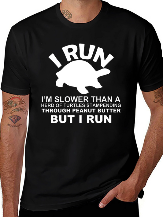 Funny I Run Turtle Graphic T-Shirt