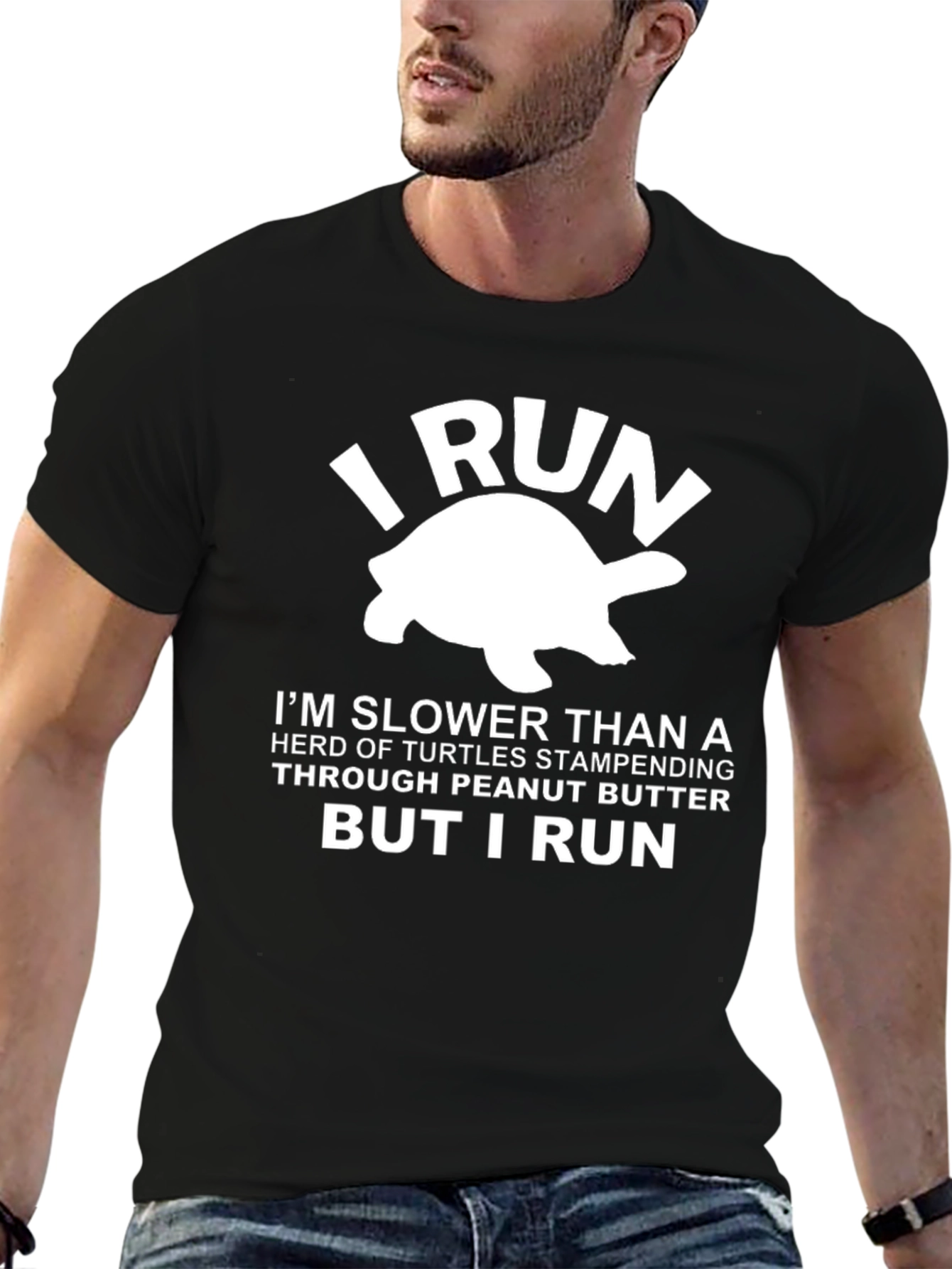 Funny I Run Turtle Graphic T-Shirt