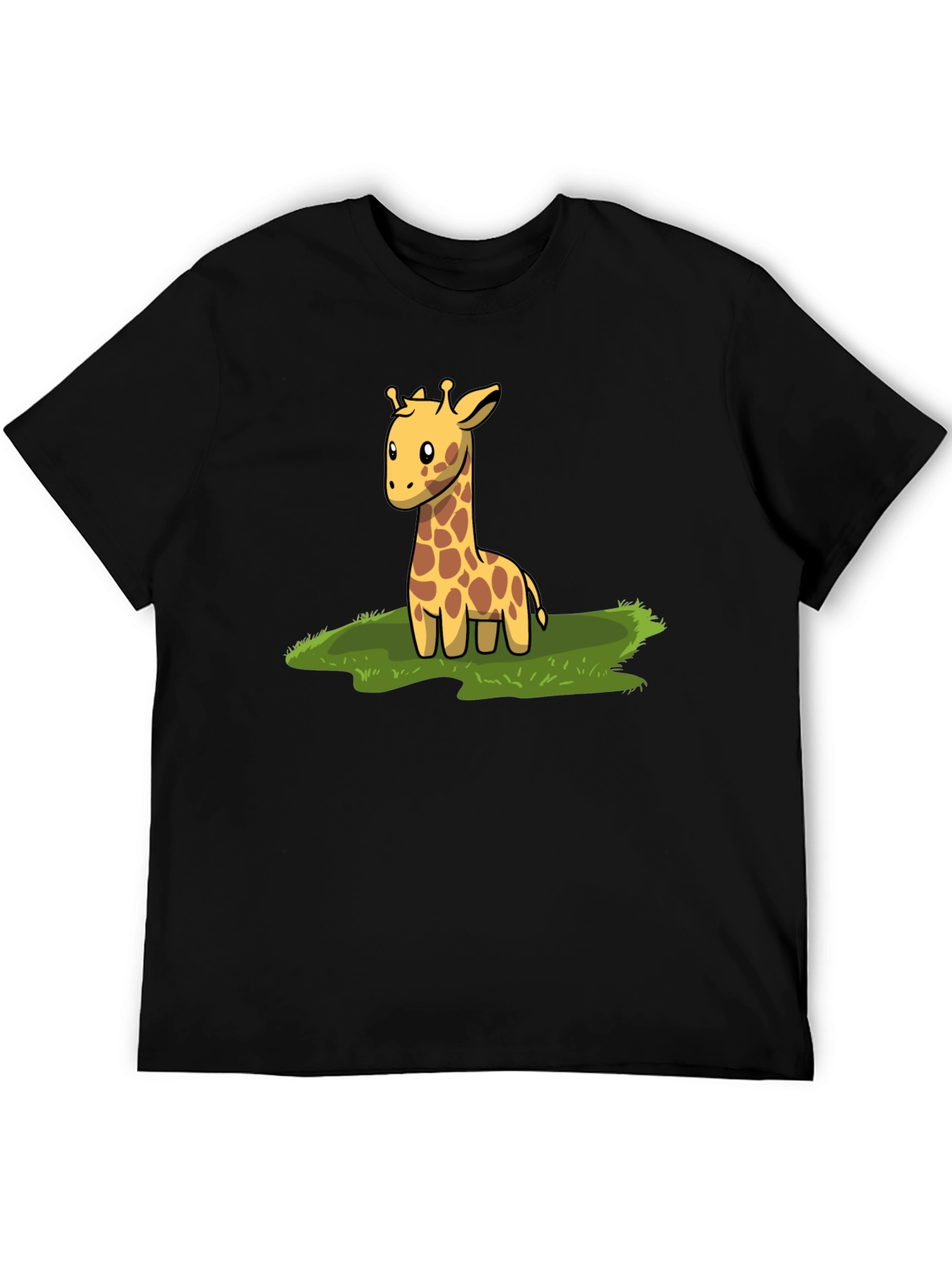 Cute Giraffe Graphic Tee - Black Cotton T-Shirt