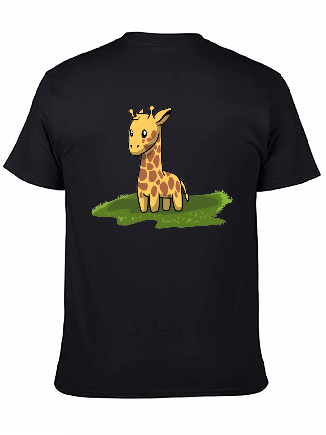 Cute Giraffe Graphic Tee - Black Cotton T-Shirt