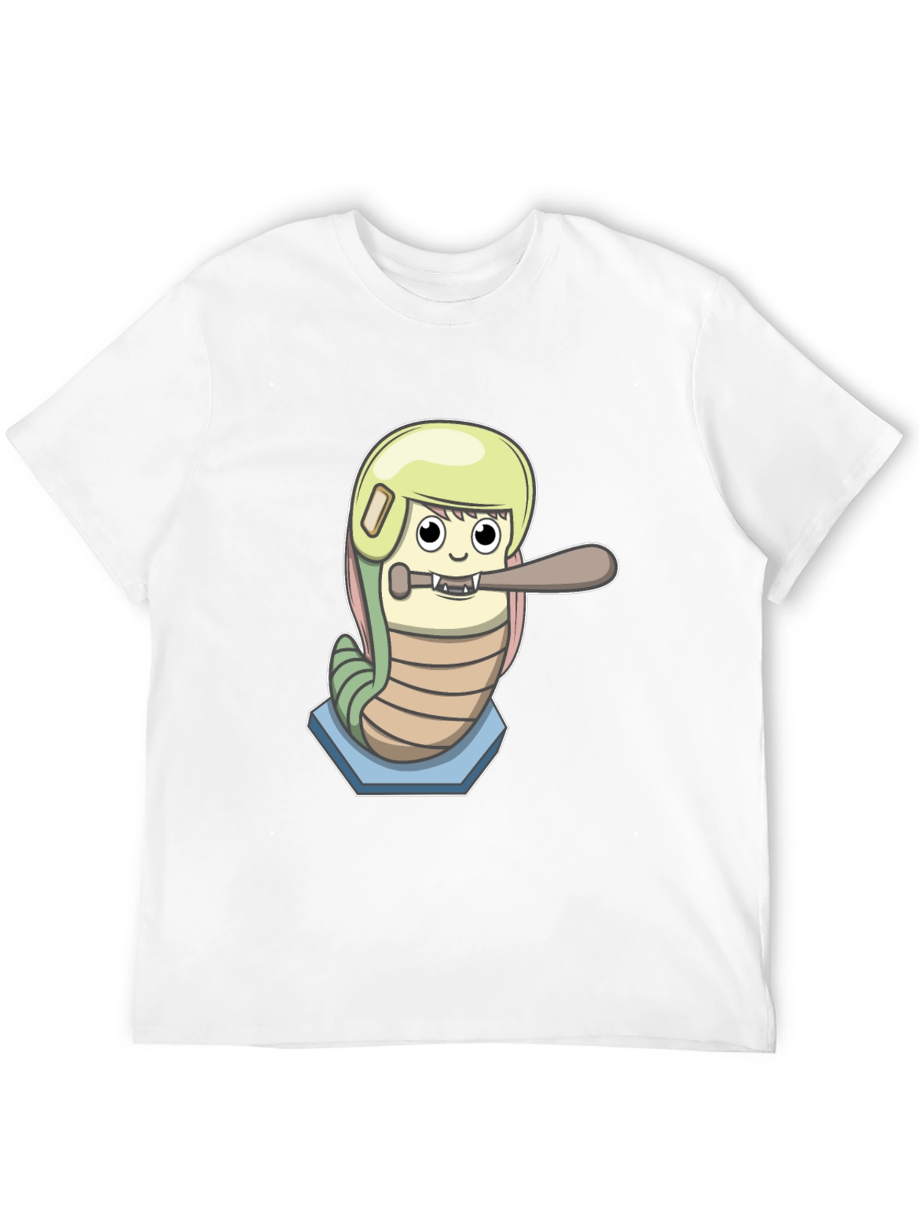 Baseball Worm Graphic Tee - Unique Cartoon Design