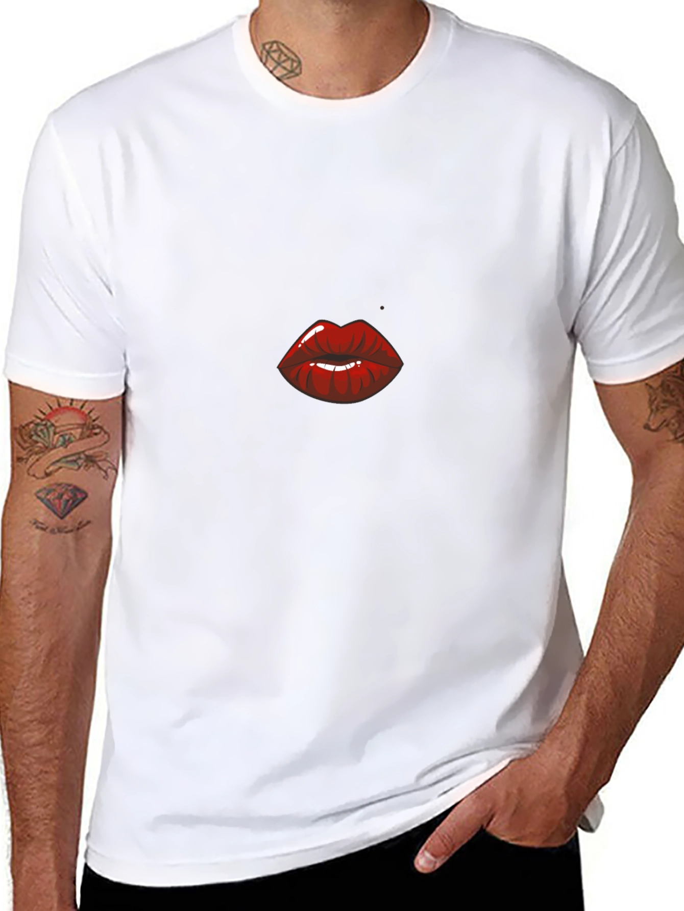 Kiss Lips Graphic T-Shirt - Black Cotton Blend Tee
