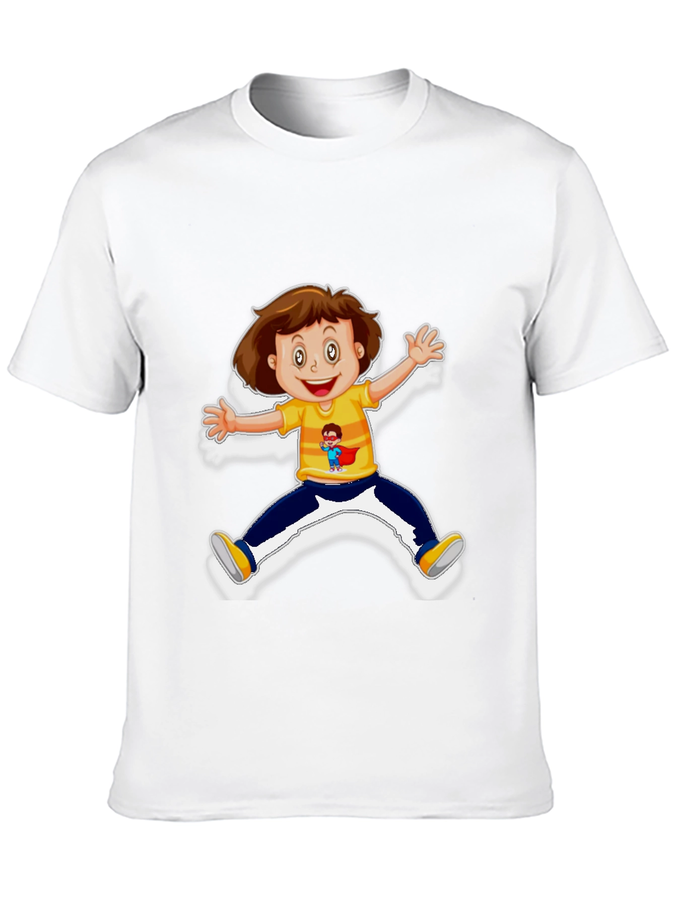 Cartoon Kid Graphic Black T-Shirt