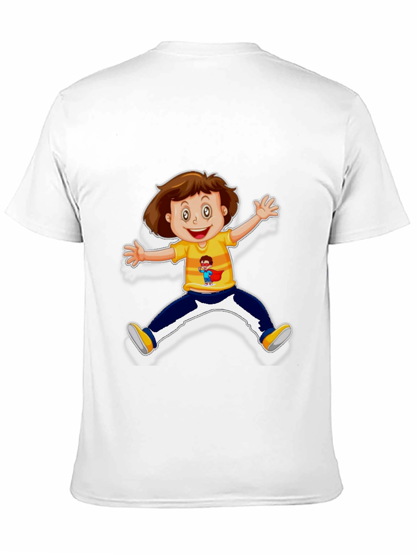 Cartoon Kid Graphic Black T-Shirt