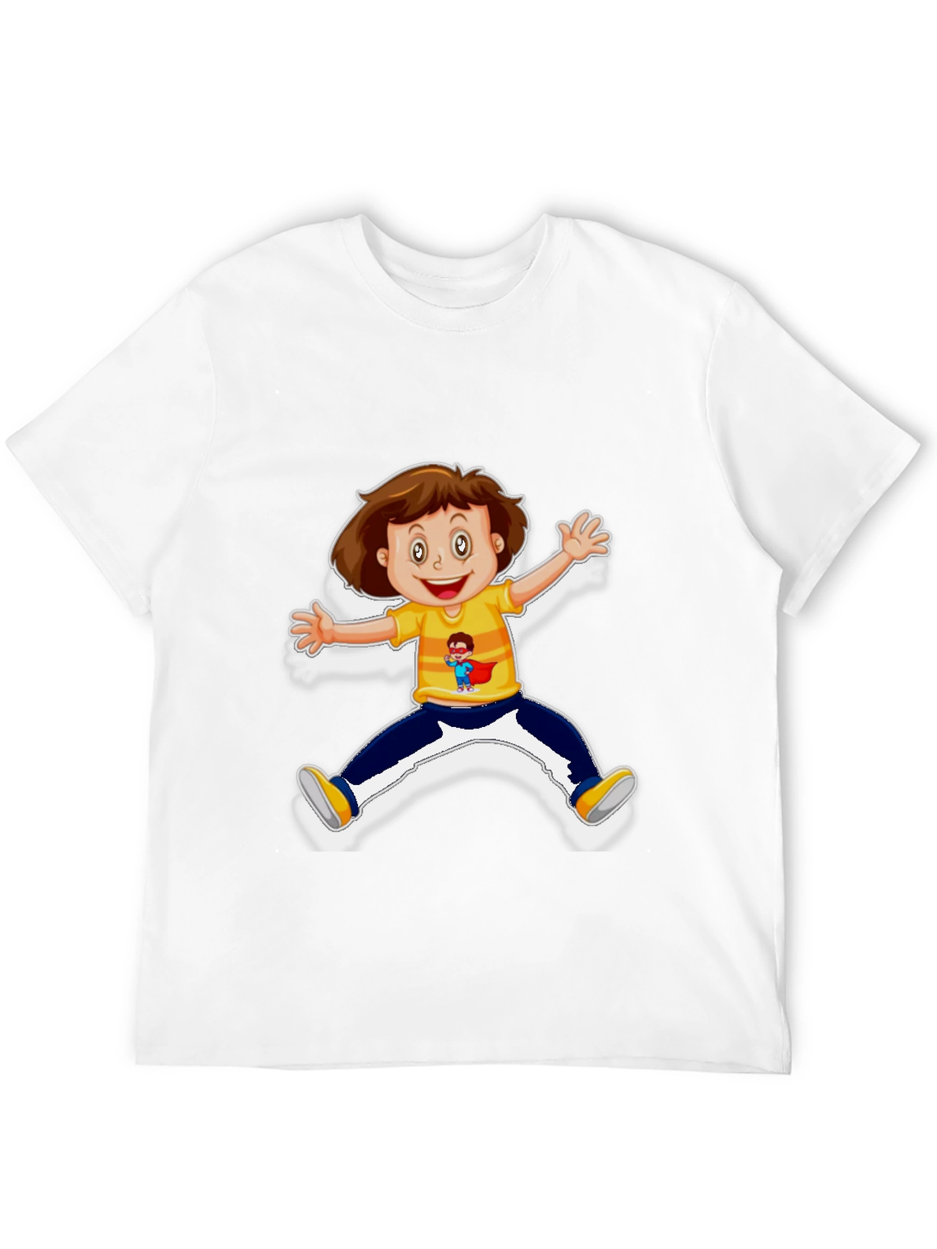 Cartoon Kid Graphic Black T-Shirt