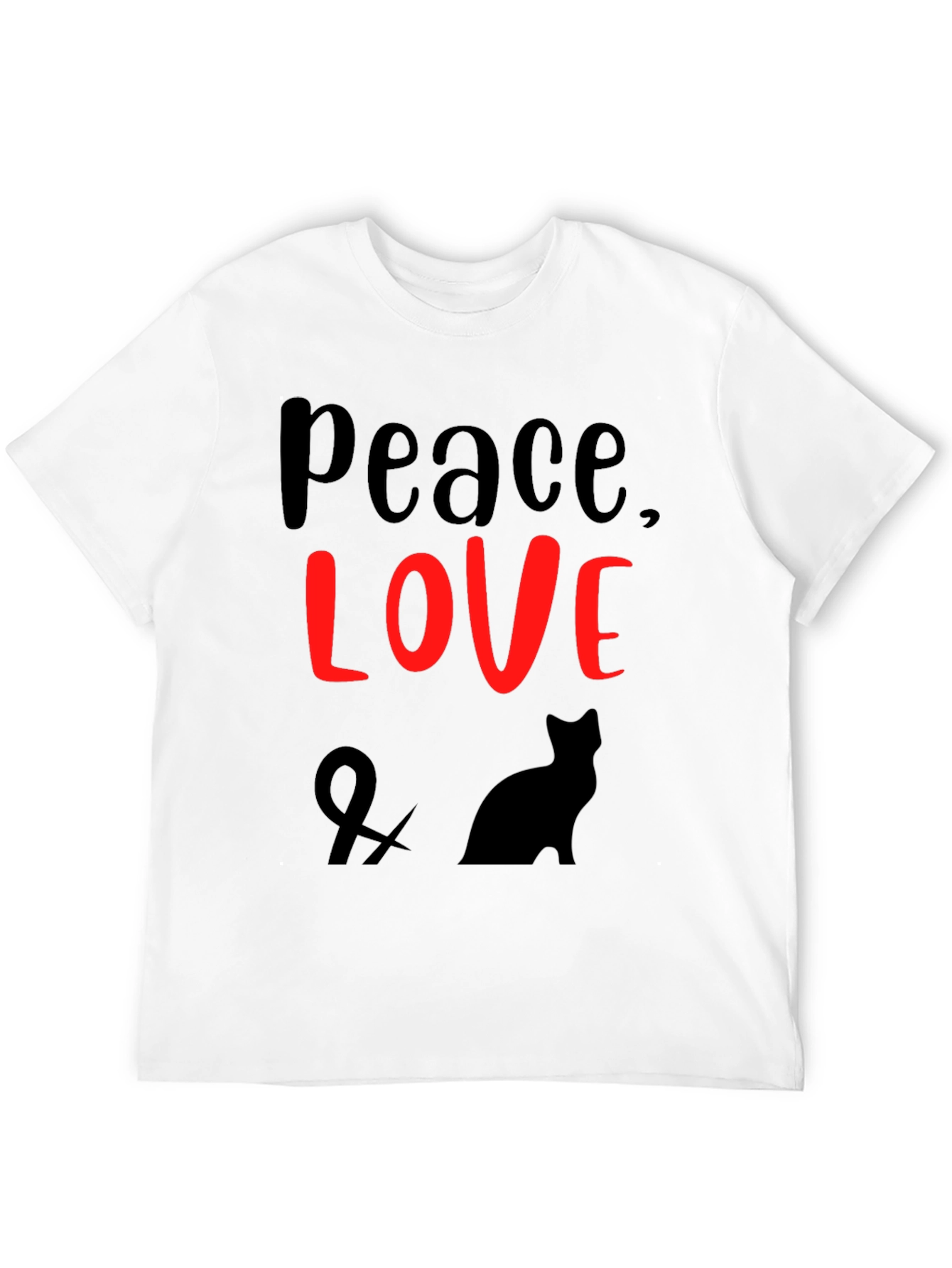 Peace Love & Cats Black T-Shirt