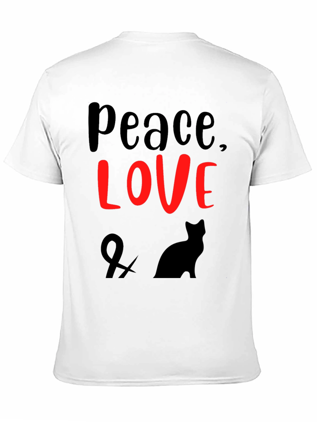 Peace Love & Cats Black T-Shirt
