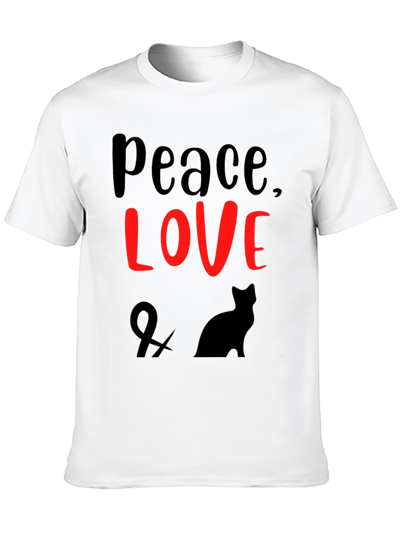 Peace Love & Cats Black T-Shirt