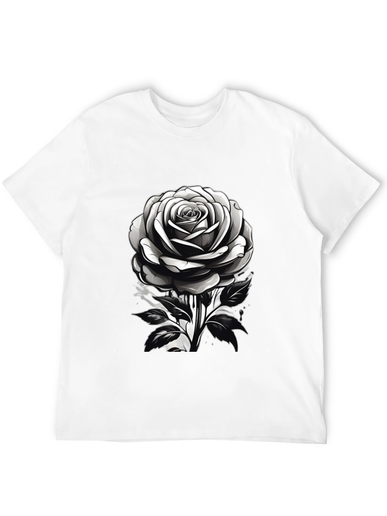 Rose Graphic Black T-Shirt - Modern Floral Design