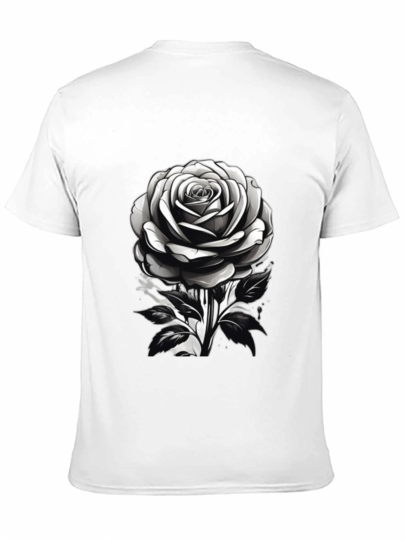 Rose Graphic Black T-Shirt - Modern Floral Design