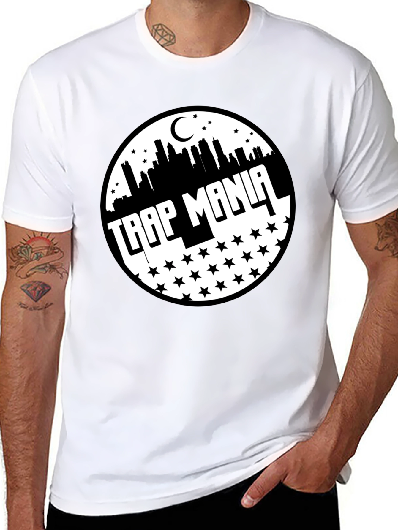 Trap Mania Graphic Tee - Cityscape Star Design