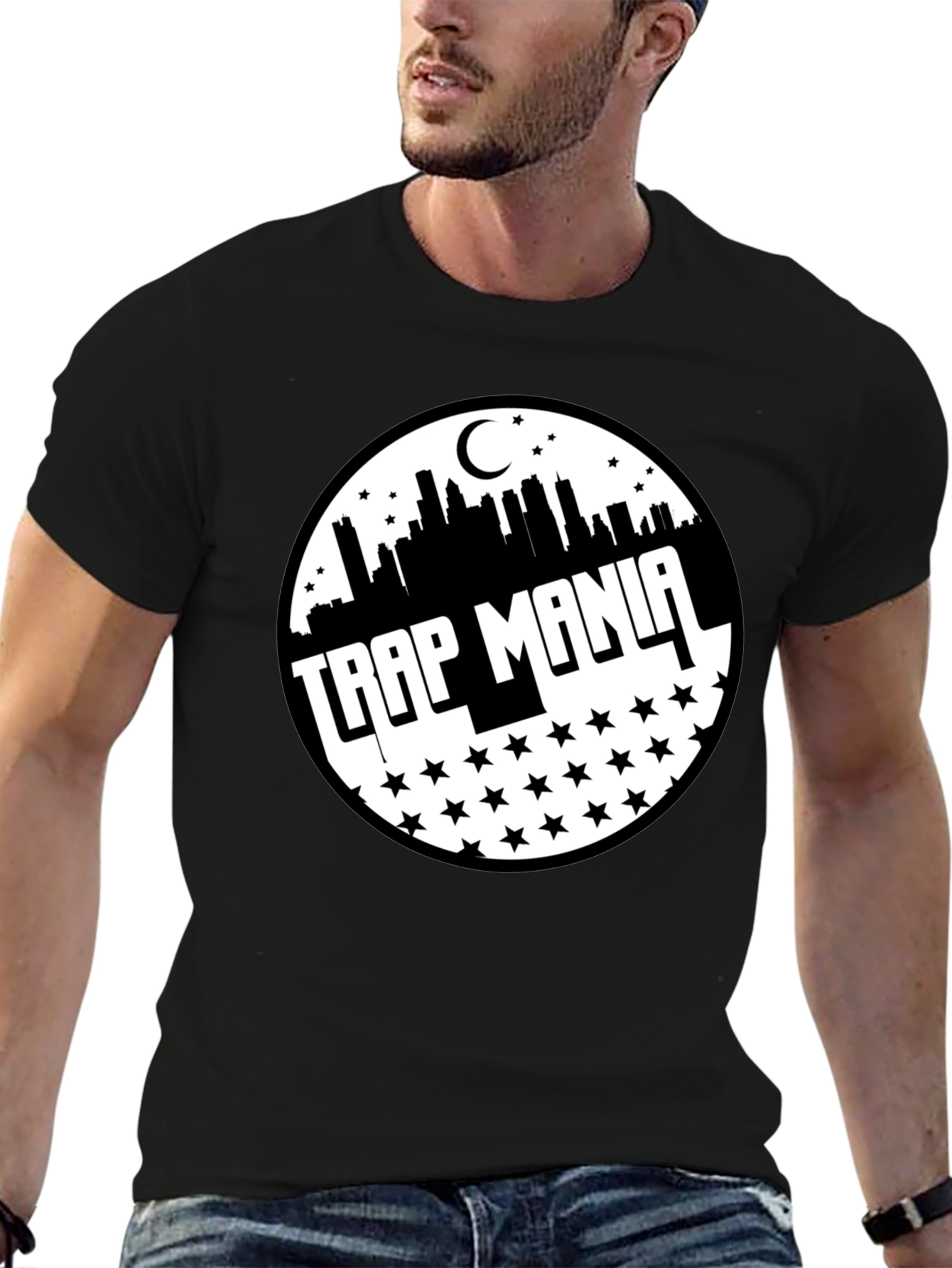 Trap Mania Graphic Tee - Cityscape Star Design