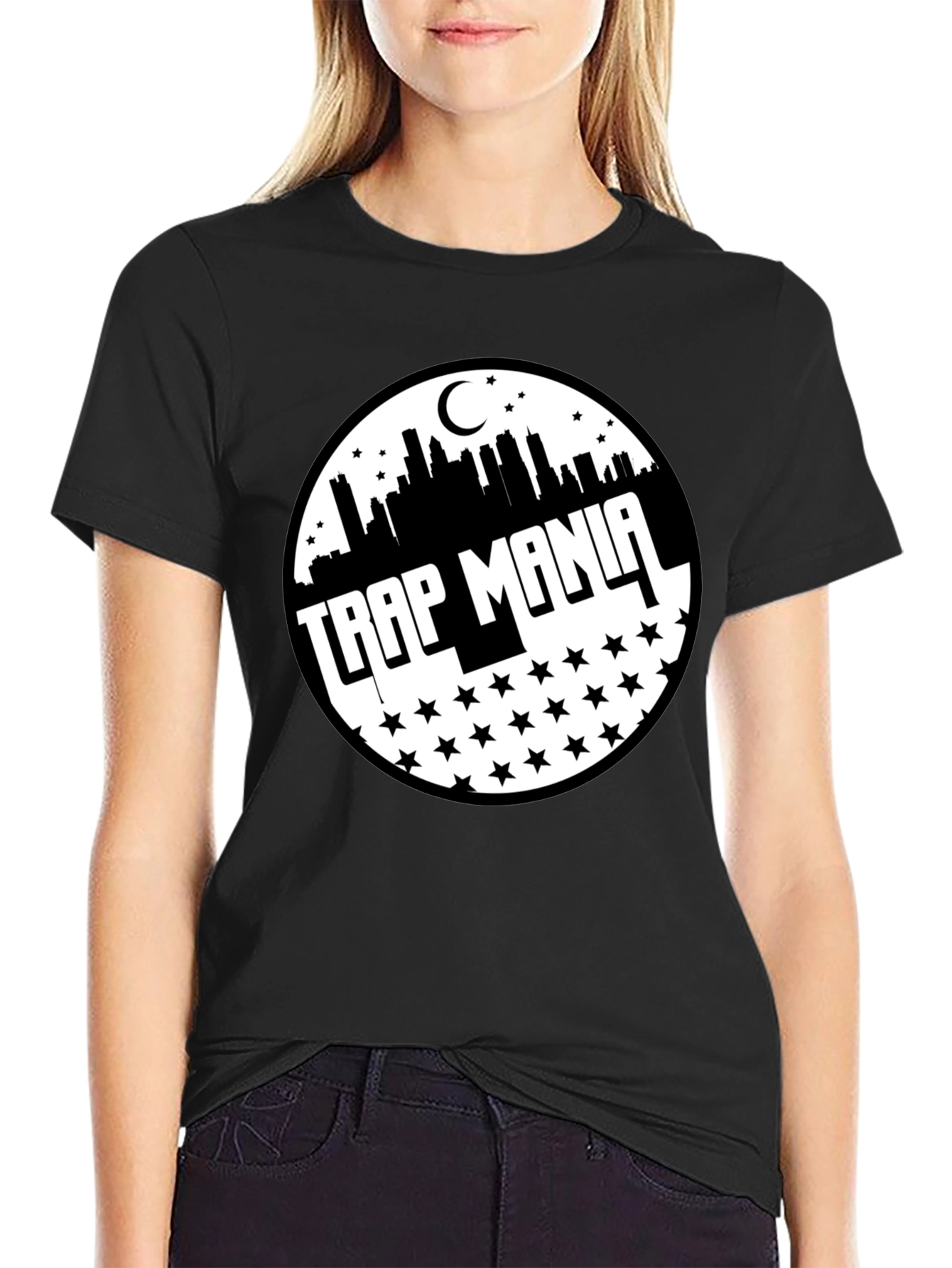 Trap Mania Graphic Tee - Cityscape Star Design