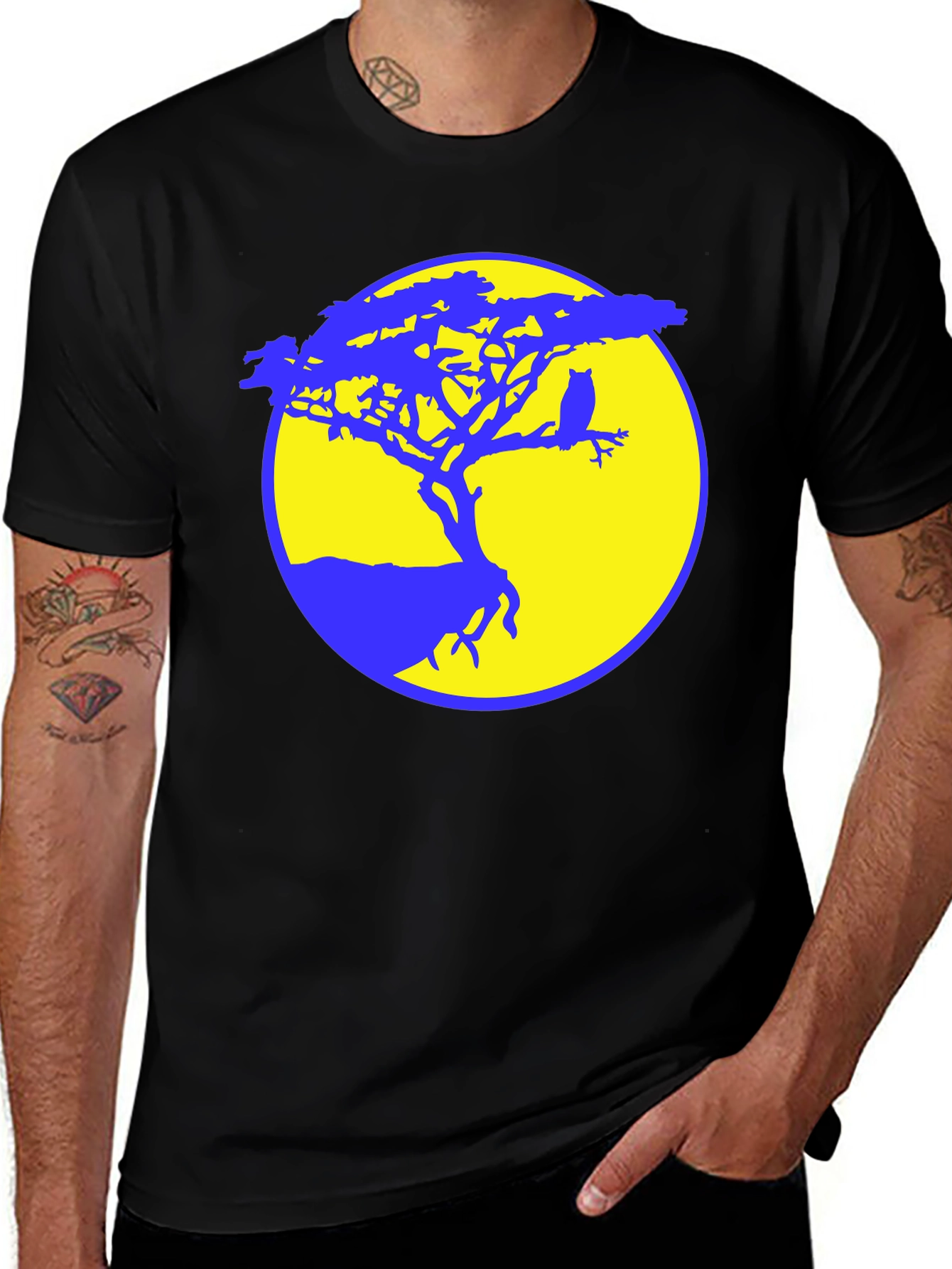 Owl Tree Silhouette Graphic Tee
