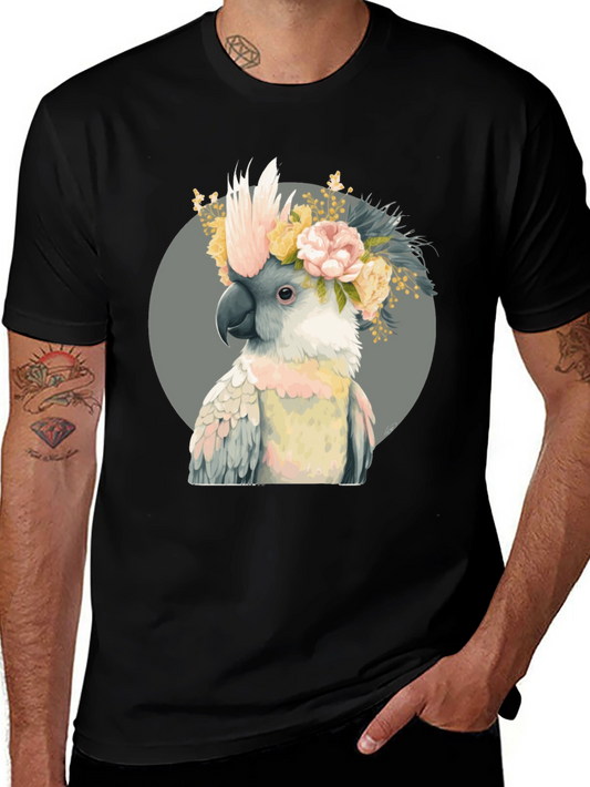 Cockatoo Flower Crown Black T-Shirt
