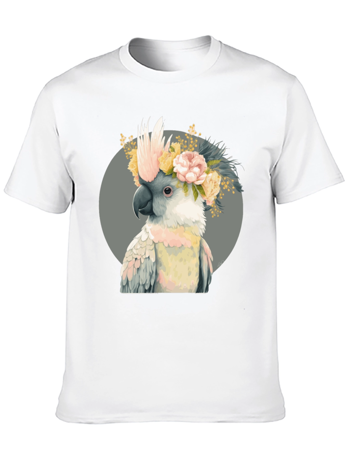 Cockatoo Flower Crown Black T-Shirt