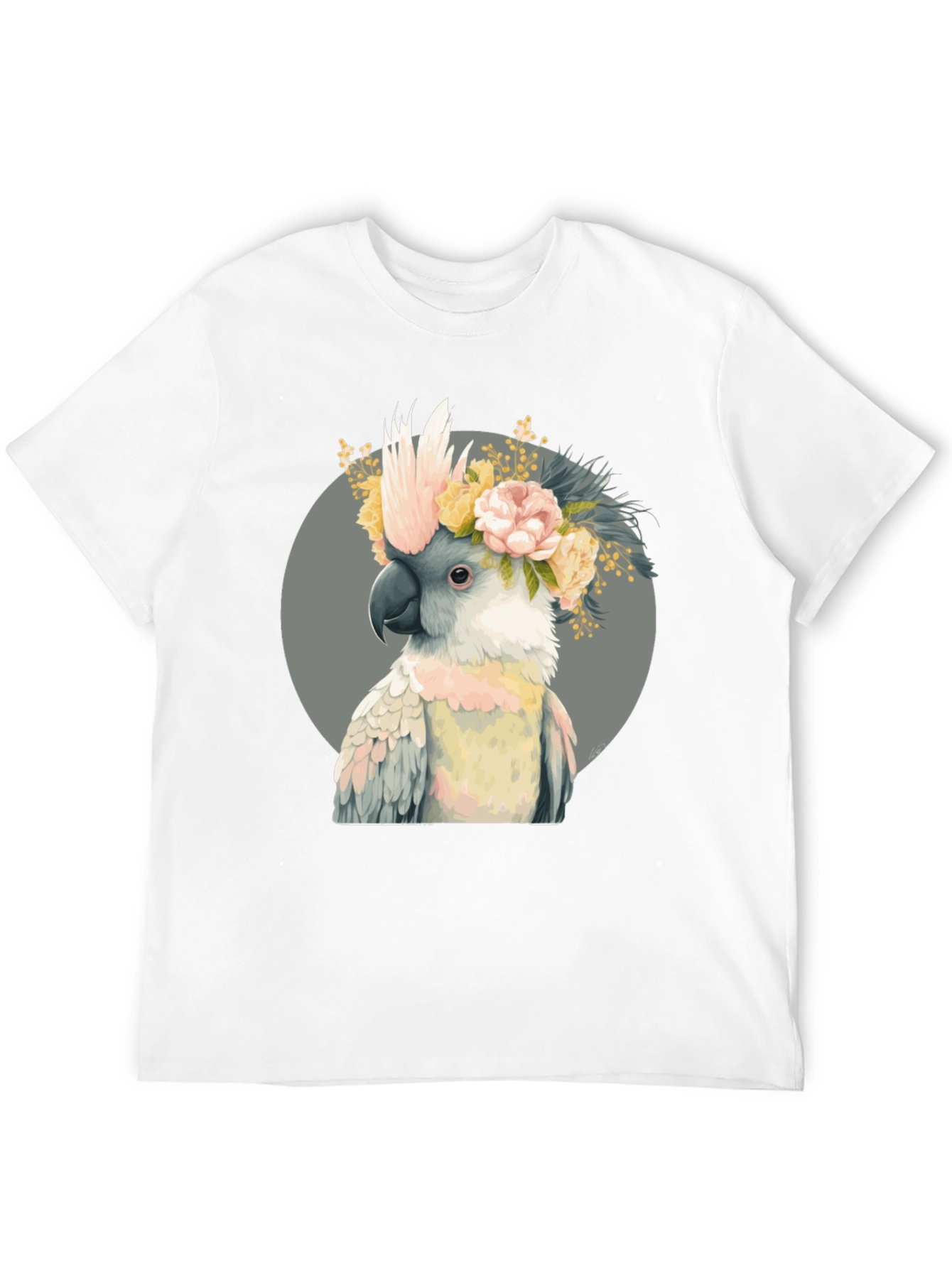 Cockatoo Flower Crown Black T-Shirt