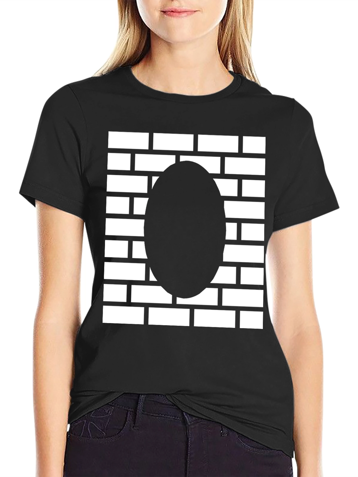 Brick Wall Oval Graphic Tee - Black