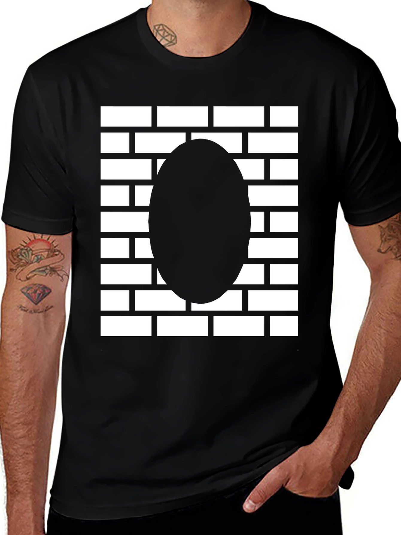 Brick Wall Oval Graphic Tee - Black