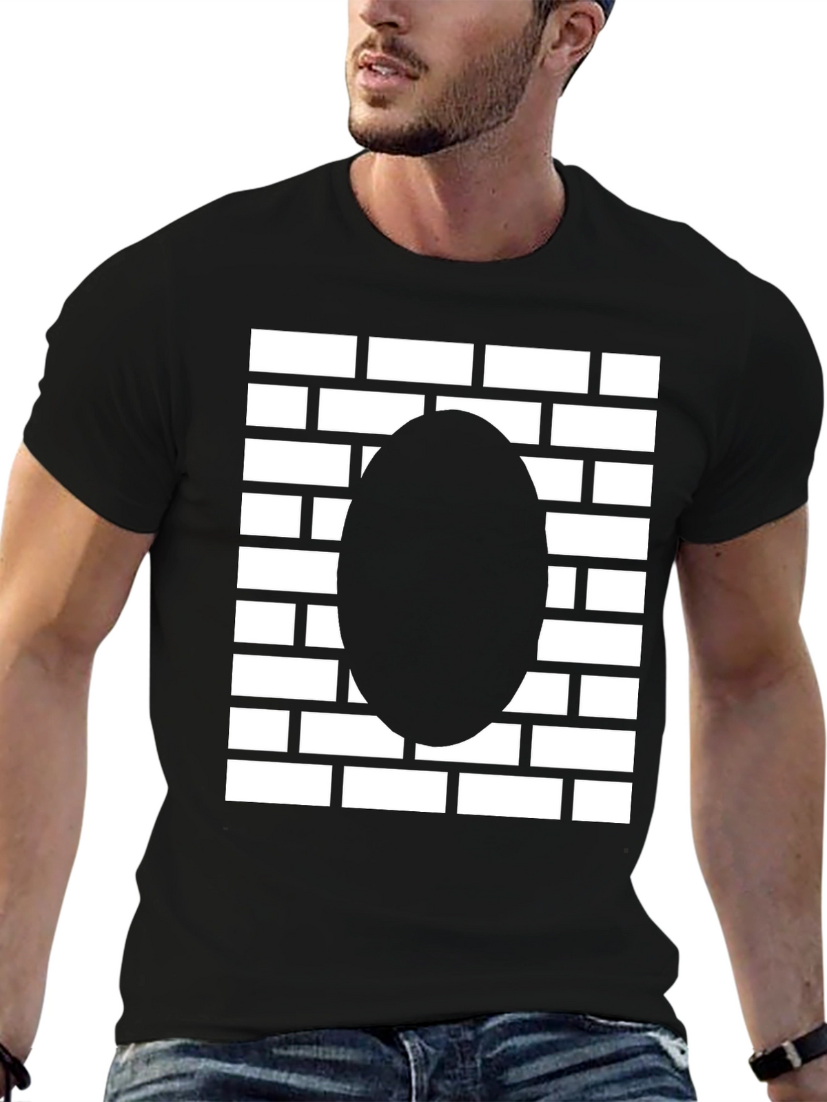 Brick Wall Oval Graphic Tee - Black