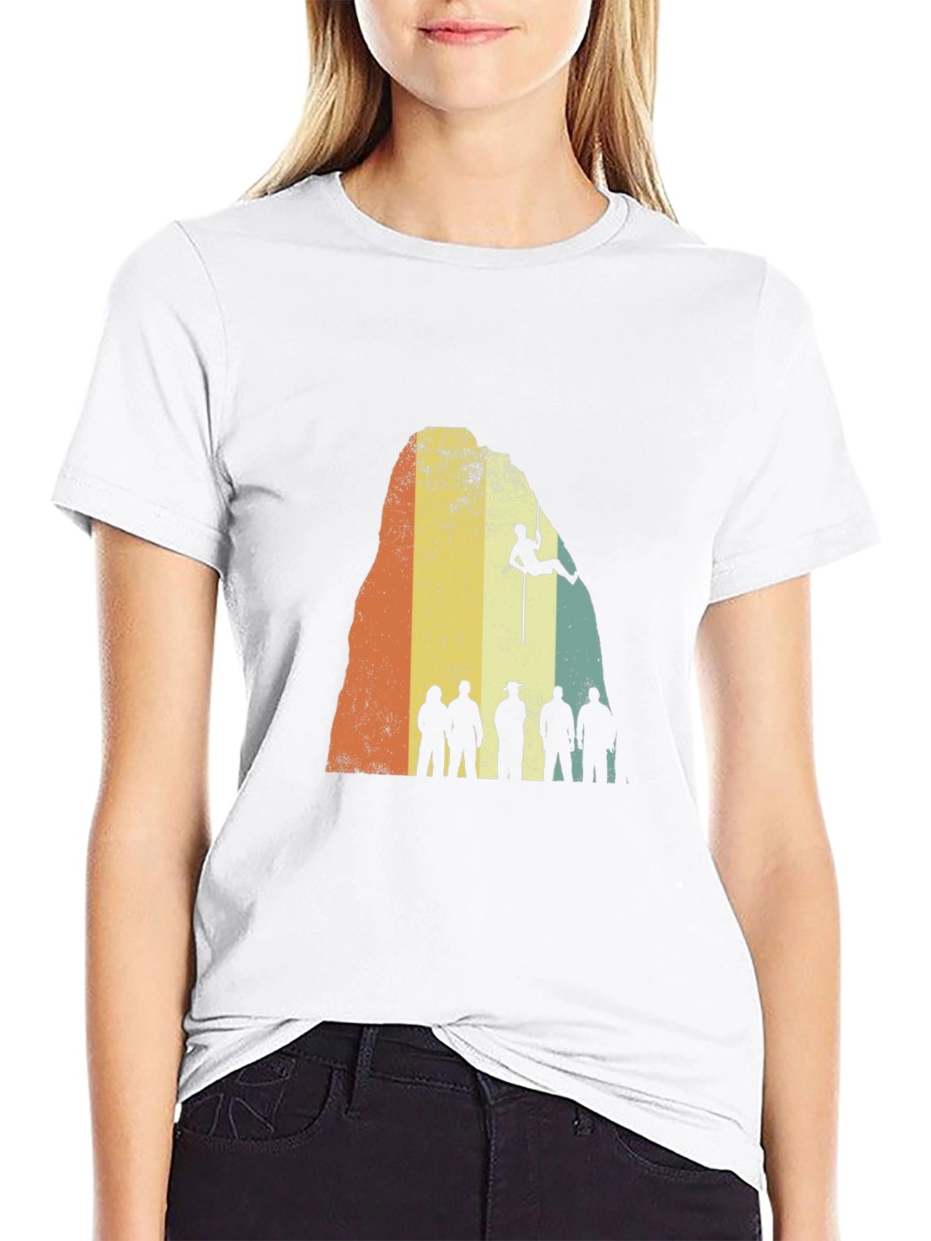 Retro Rock Climbing Silhouette Black T-Shirt