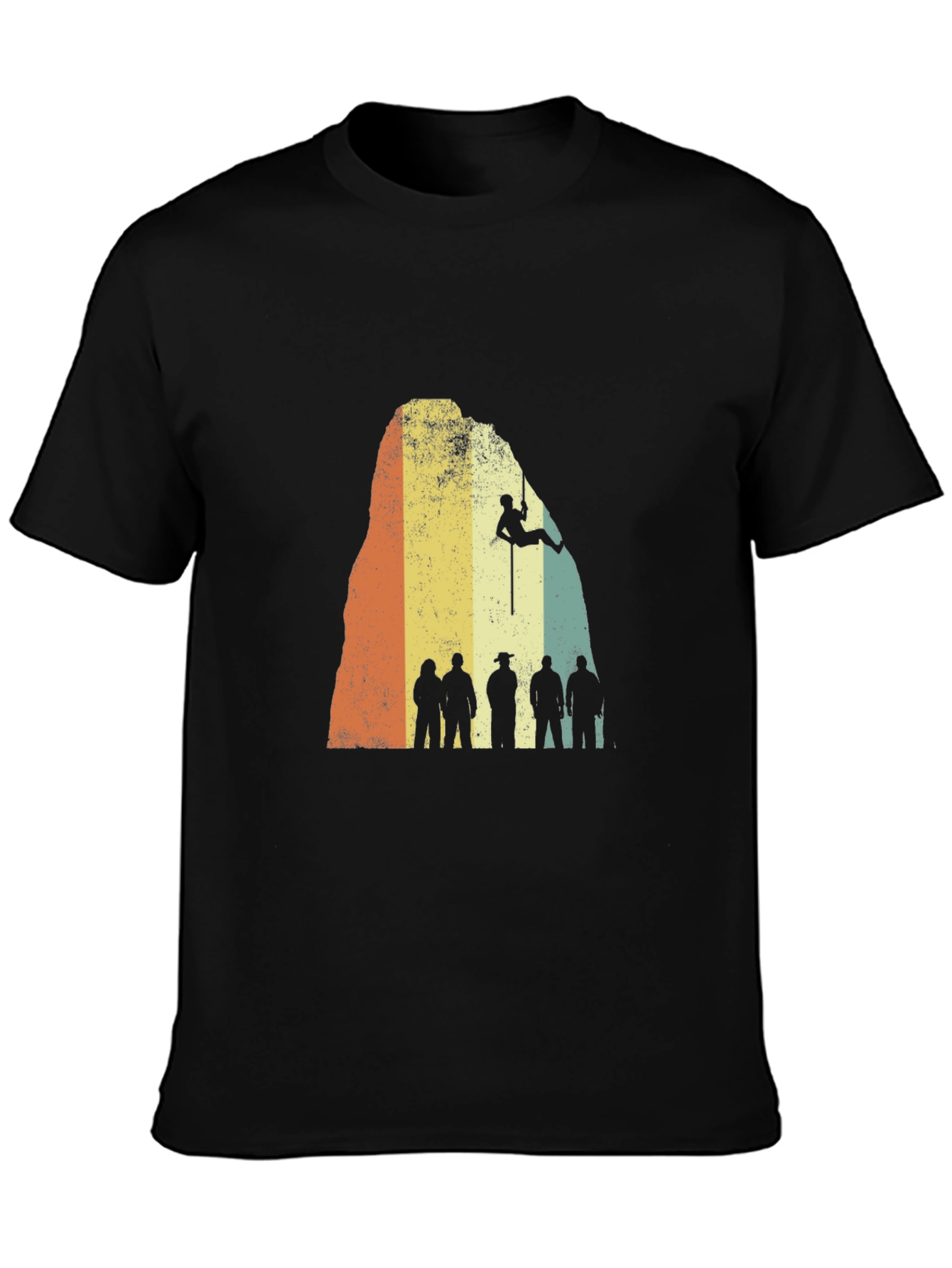 Retro Rock Climbing Silhouette Black T-Shirt