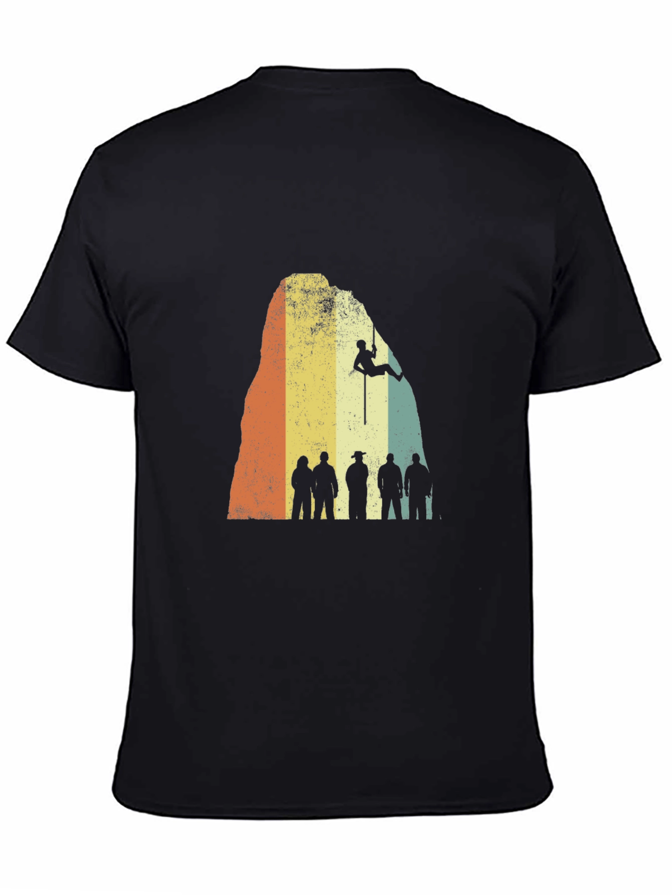 Retro Rock Climbing Silhouette Black T-Shirt