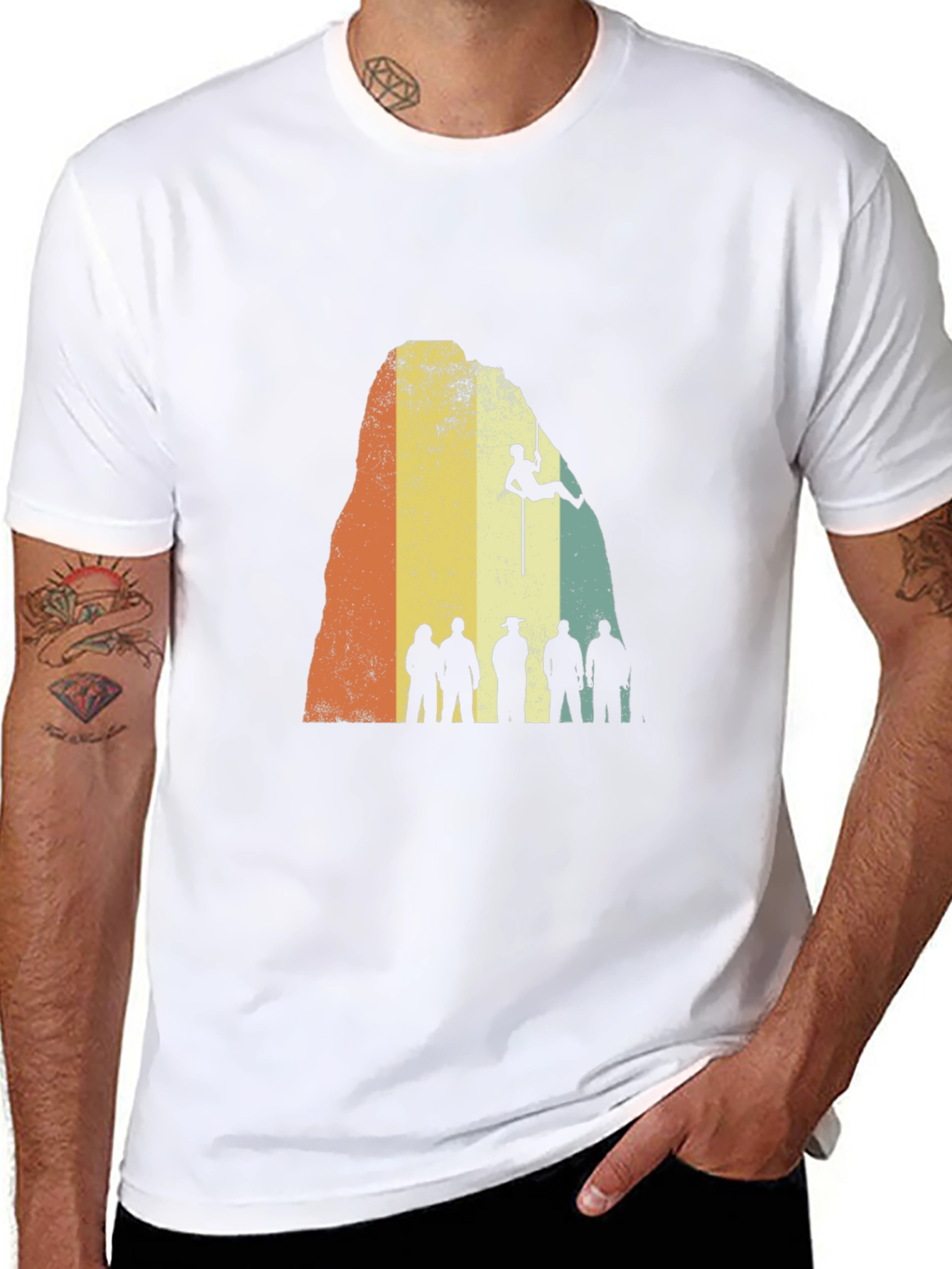 Retro Rock Climbing Silhouette Black T-Shirt