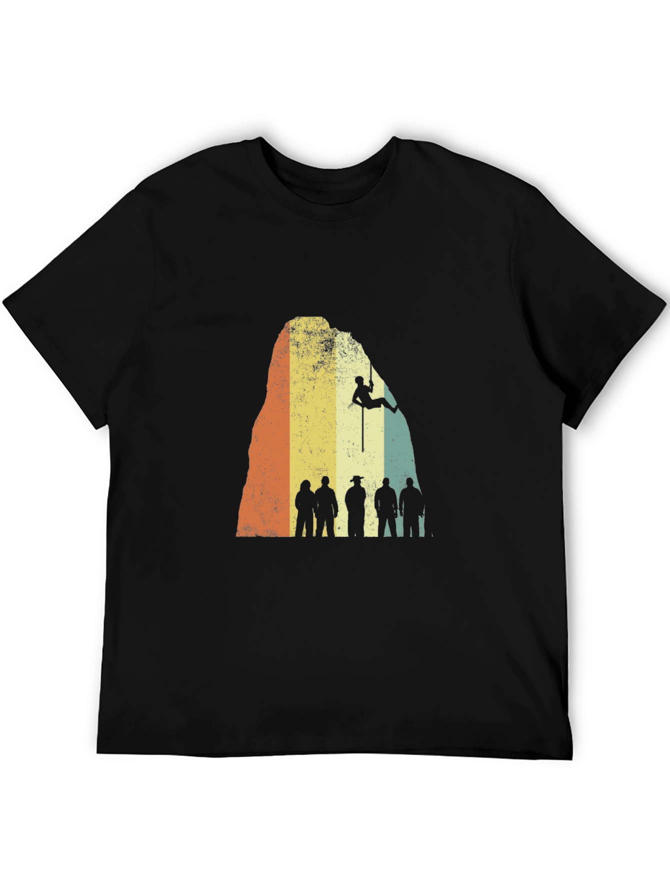 Retro Rock Climbing Silhouette Black T-Shirt