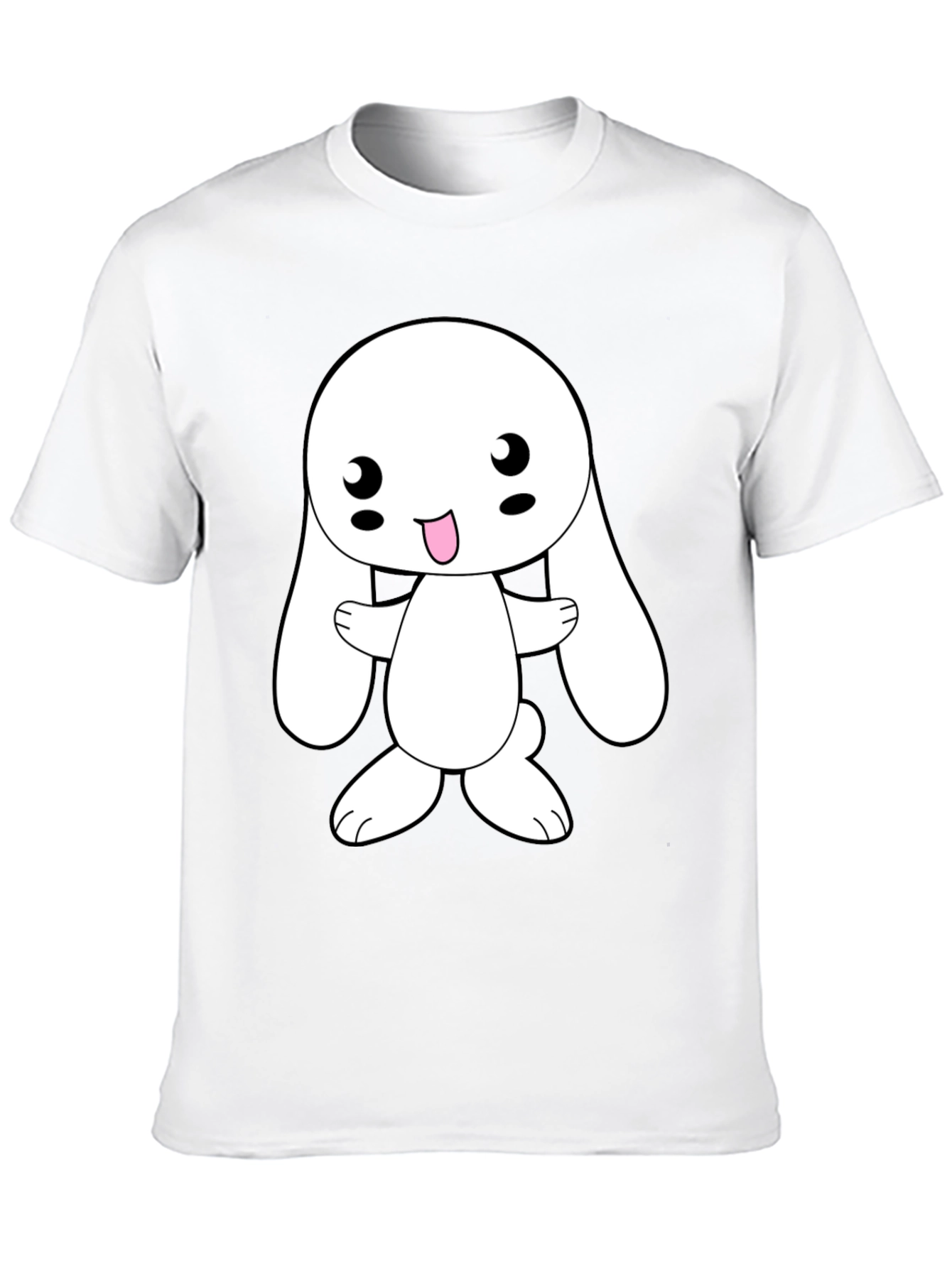 Cute Cartoon Bunny Black T-Shirt
