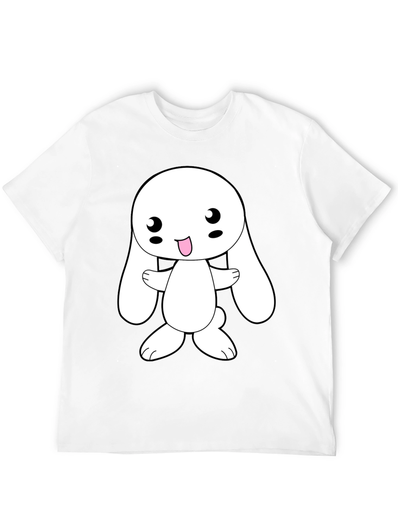Cute Cartoon Bunny Black T-Shirt