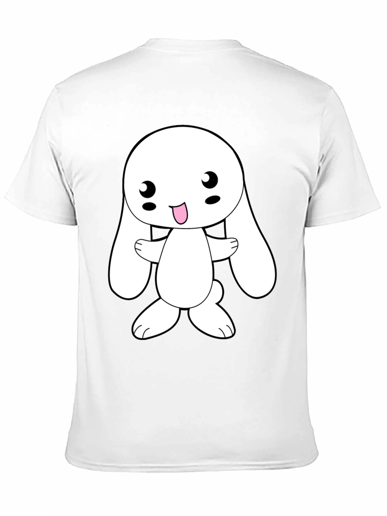 Cute Cartoon Bunny Black T-Shirt